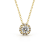 Round Halo with White Center 14K Yellow Gold Pendant with Chain