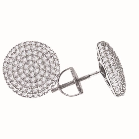 Diamond2deal 925 Sterling Silver Cubic Zirconia Round Stud Earrings For Women