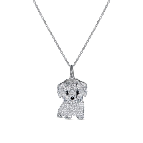 rhodium over sterling silver maltese pendant with chain