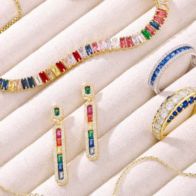multiple product types that have colorful gemstones
