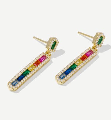 multi color stone dangle earrings 