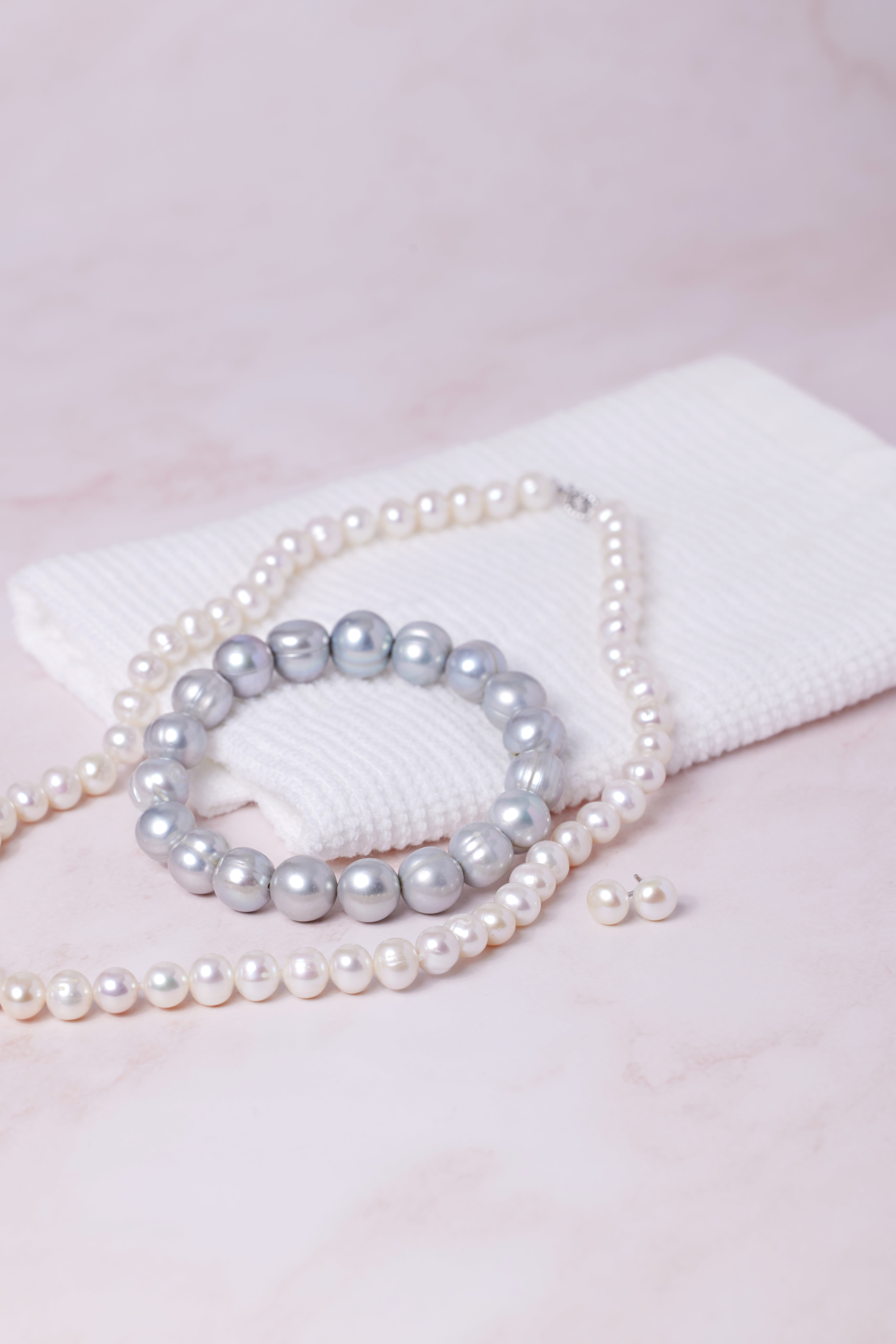 white and silver pearl strand jewelry