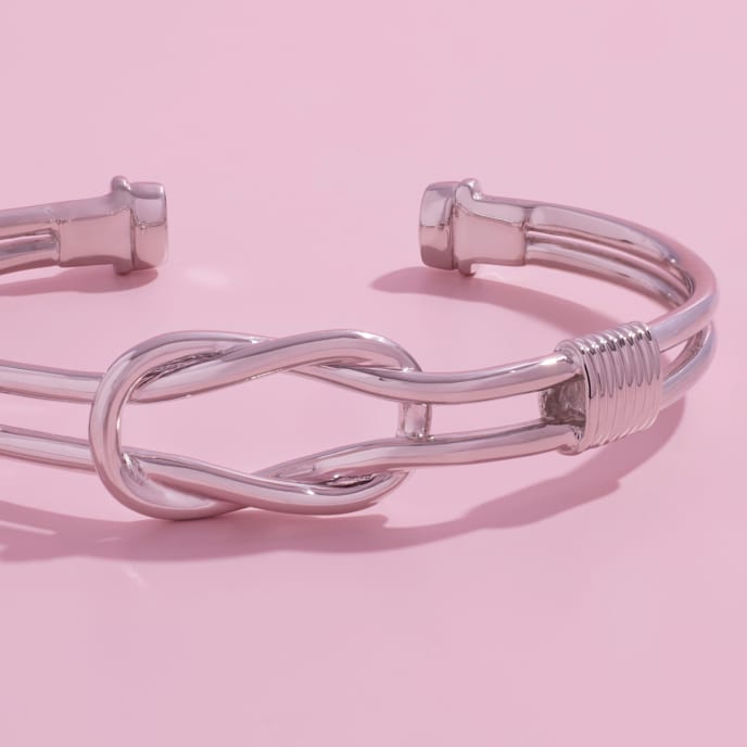 silver cuff knot bracelet