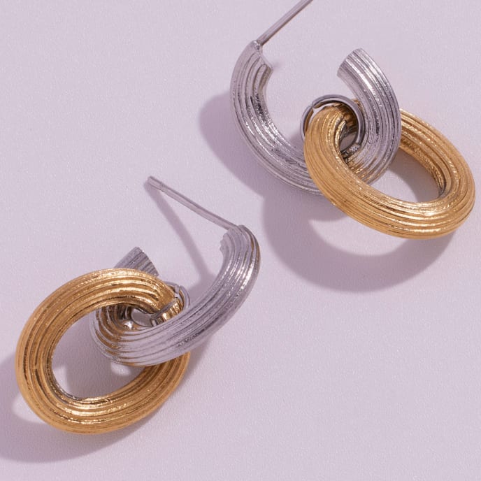 gold and silver drop earrings