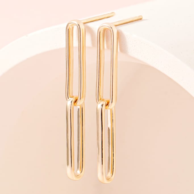 gold paperclip dangle earrings