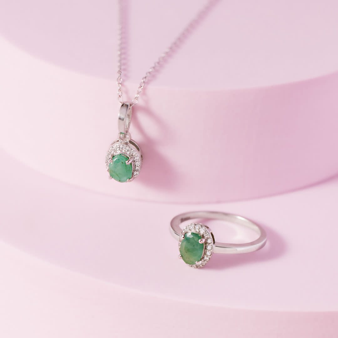 emerald pendant and ring