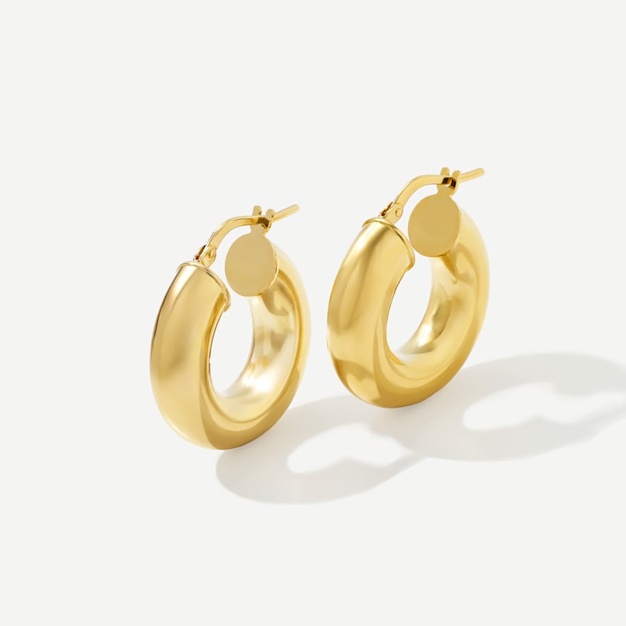 tube hoop earrings in 18k gold over bronze 