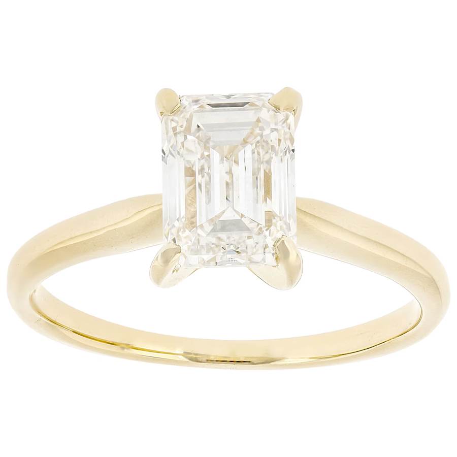 gold emerald cut engagement ring 