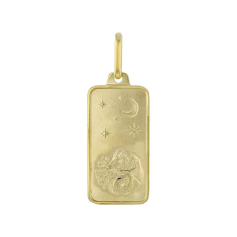 capricorn zodiac pendant in solid 14k yellow gold 