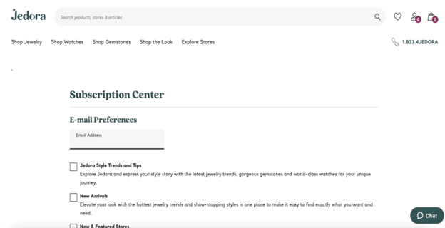 Jedora's subscription center