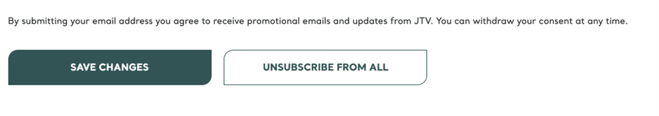 Jedora save changes or unsubcribe buttons