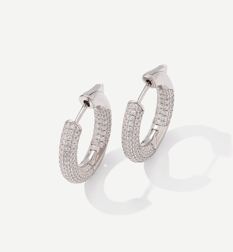Silver inside out huggie hoop earrings 