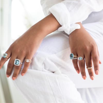Light Blue Ring Stacks 