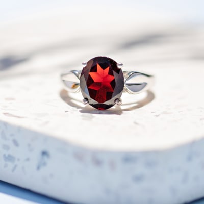Garnet Silver Ring 