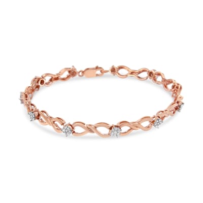 Diamond rose gold infinity link bracelet 