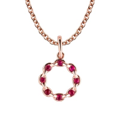 Ruby in rose gold pendant with chain 