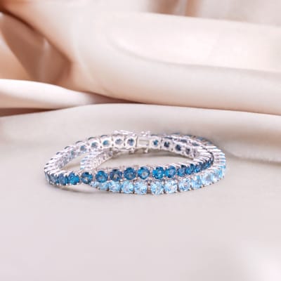 swiss blue and London blue topaz tennis bracelets 
