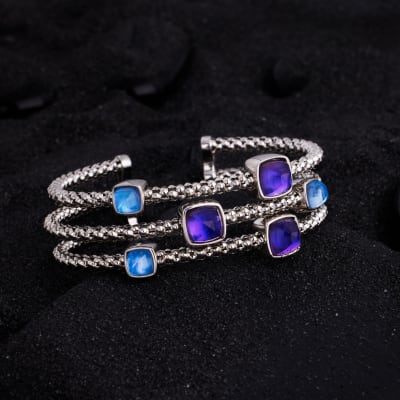 amethyst and blue topaz cuff bracelet 