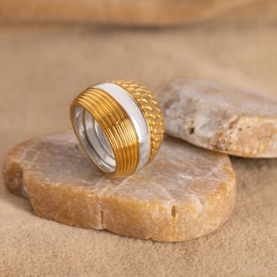 gold and silver band ring 