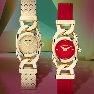 Missoni Gioiello strap watches in red and gold 