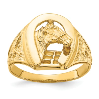 gold signet ring with horse 
