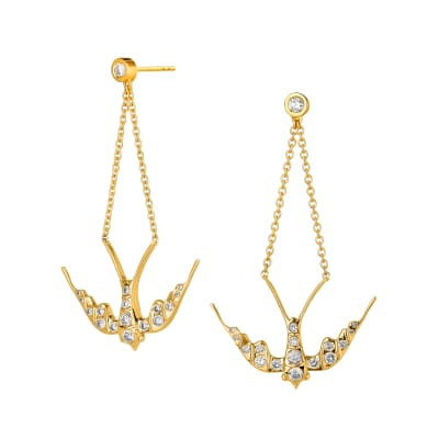 diamond swallow dangle earrings 