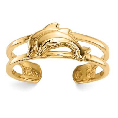 gold dolphin toe ring 
