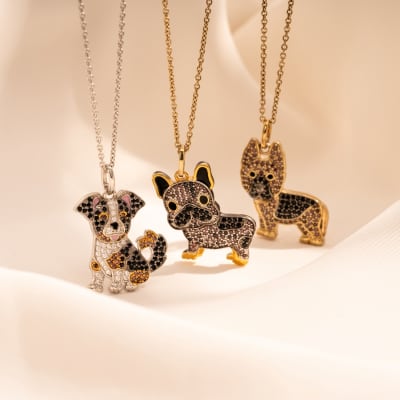 cubic zirconia dog pendant necklaces 