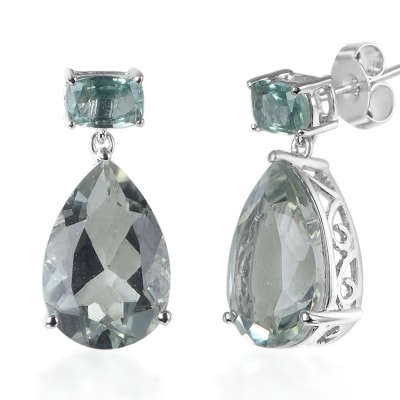 green prasiolite drop earrings 