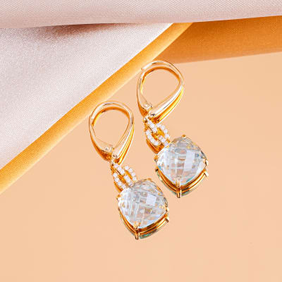 blue topaz 18K yellow gold drop earrings 