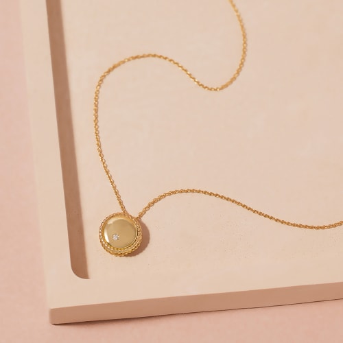 Italian gold and diamond circle pendant necklace