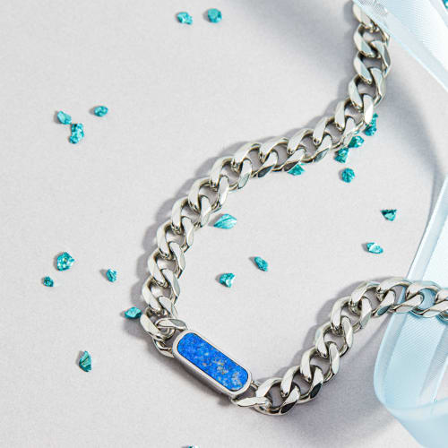 blue gemstone silver chain necklace