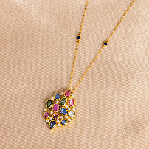 multi-color gemstone pendant