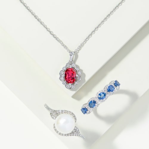 red, white and blue jewelry pieces