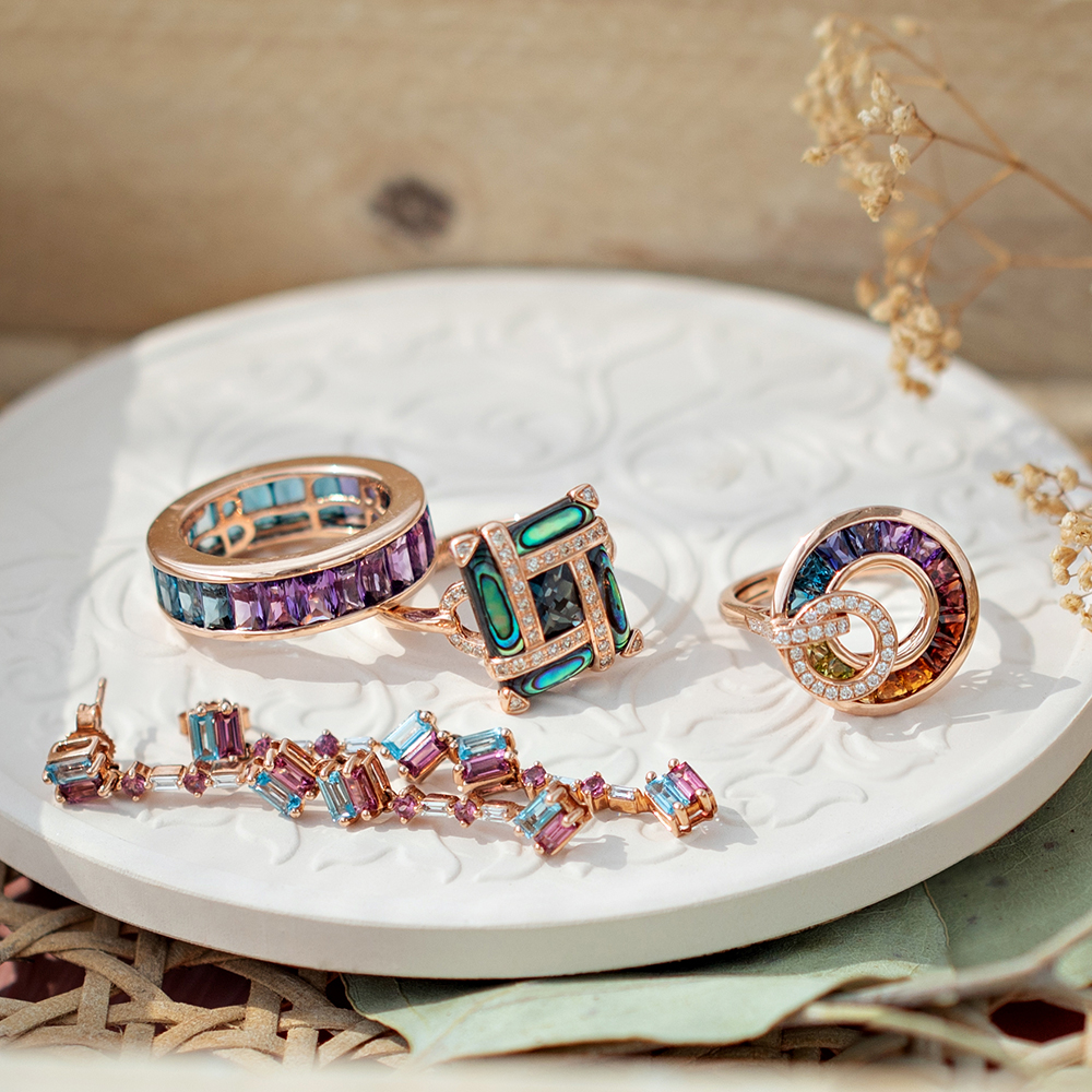 color gemstone jewelry assortment 