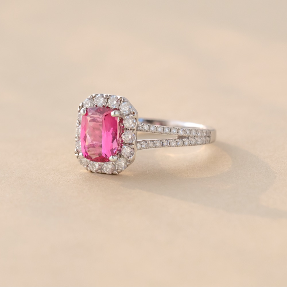 pink gemstone promise ring 