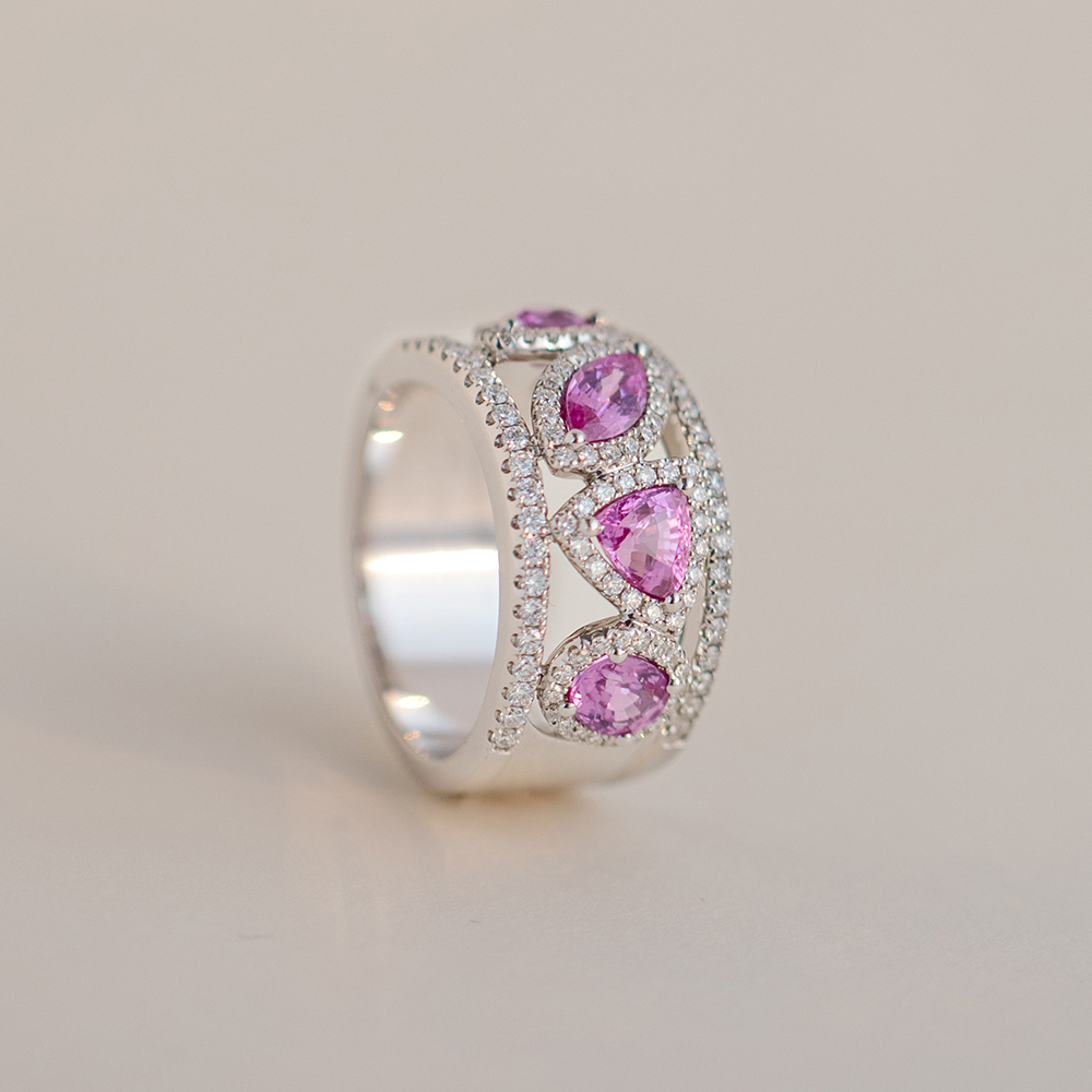 Pink Gemstone Band Ring 