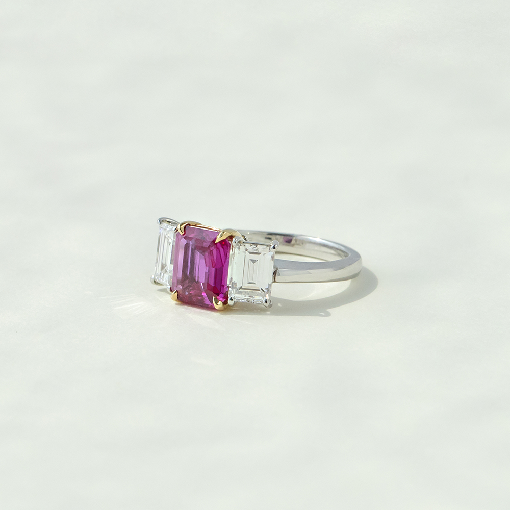 Blue Sapphire & Diamond Three-Stone Ring 1/8 ct tw 10K White Gold | Kay