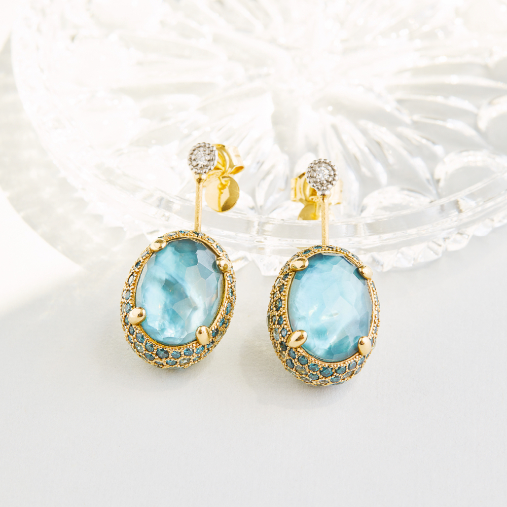 Vintage Style Blue Gemstone Drop Earrings 