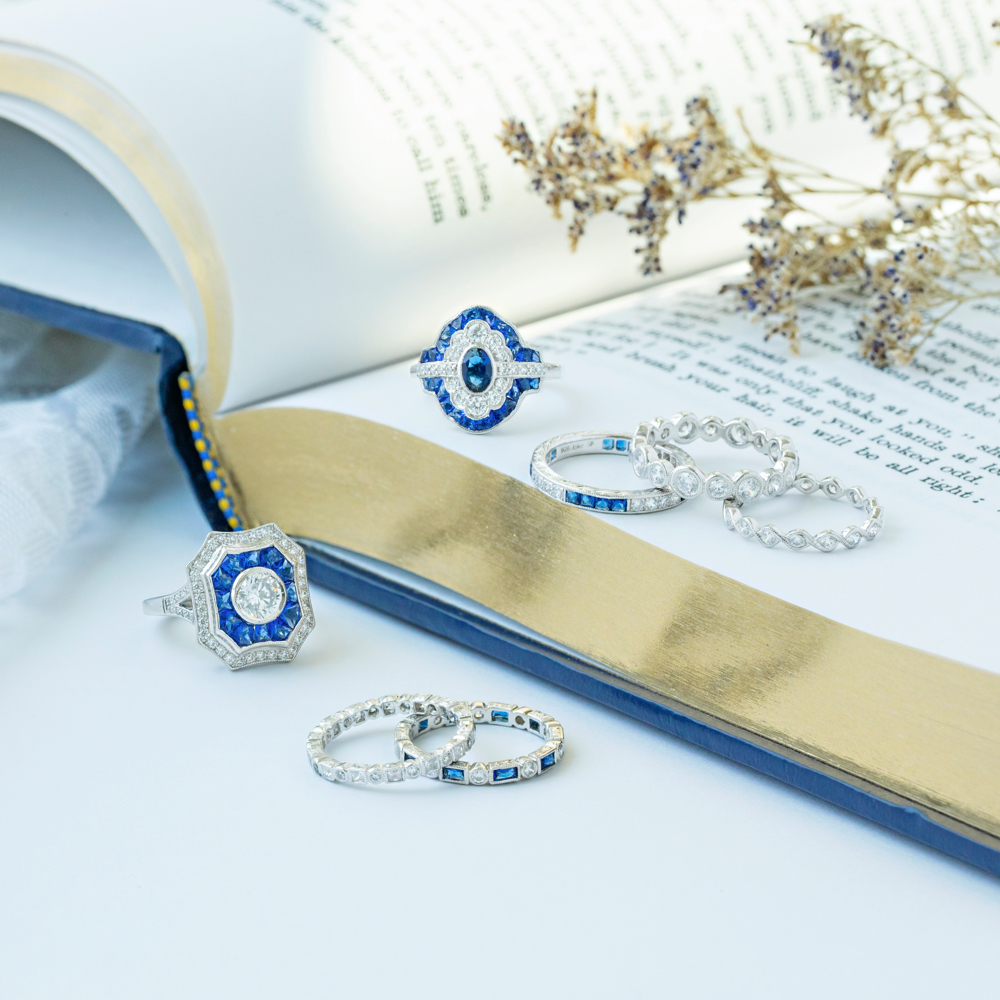 White and Blue Sapphire Rings 