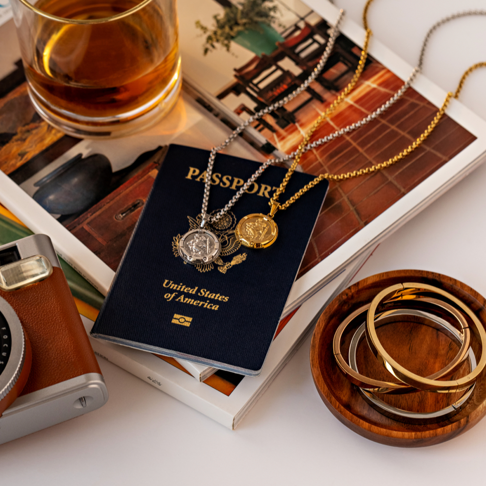 Necklaces and passport 