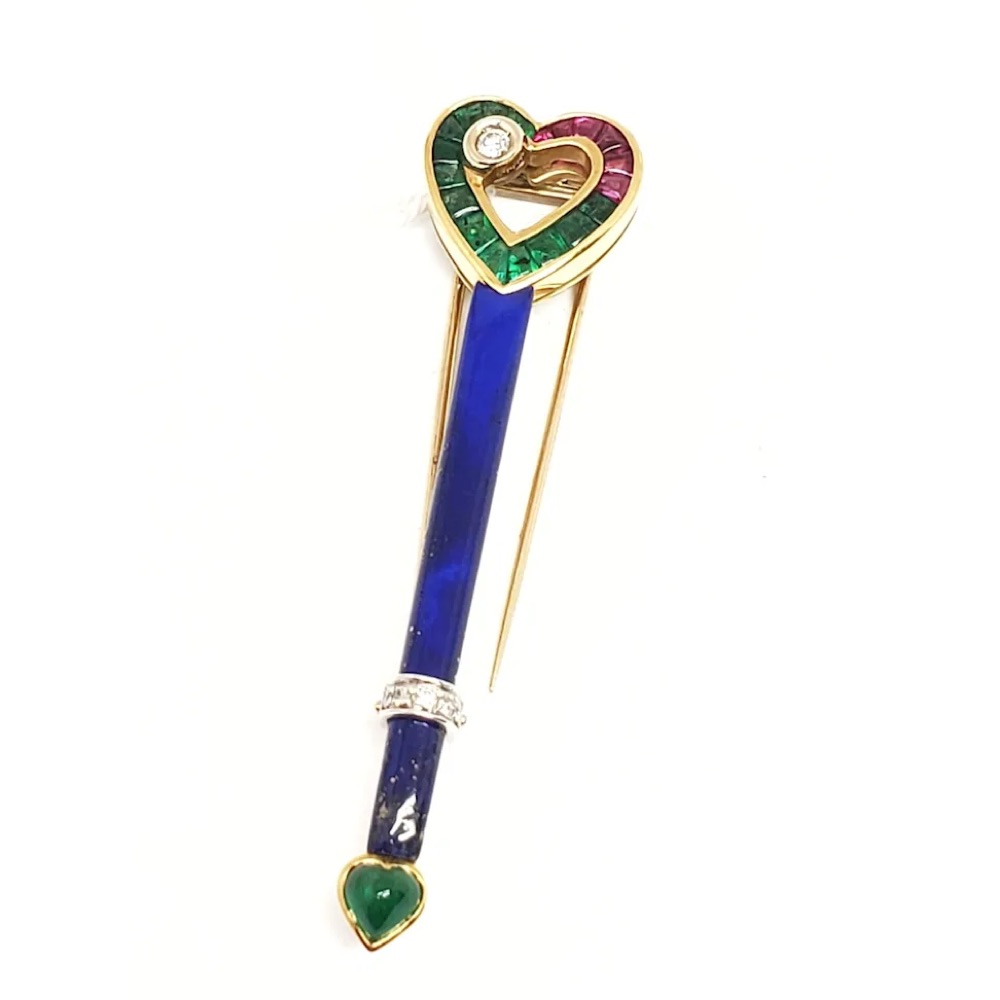 Emerald And Ruby Lapel Pin 