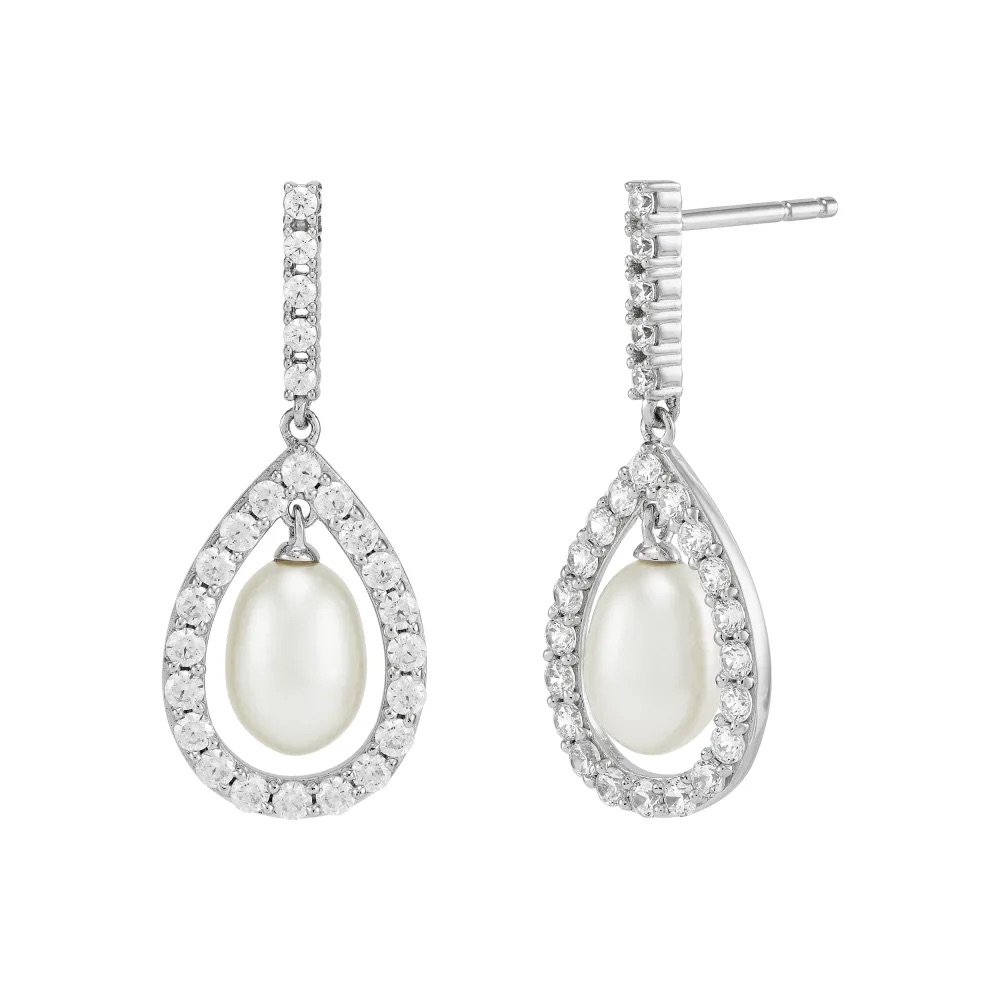 Pearl and cubic zirconia earrings 