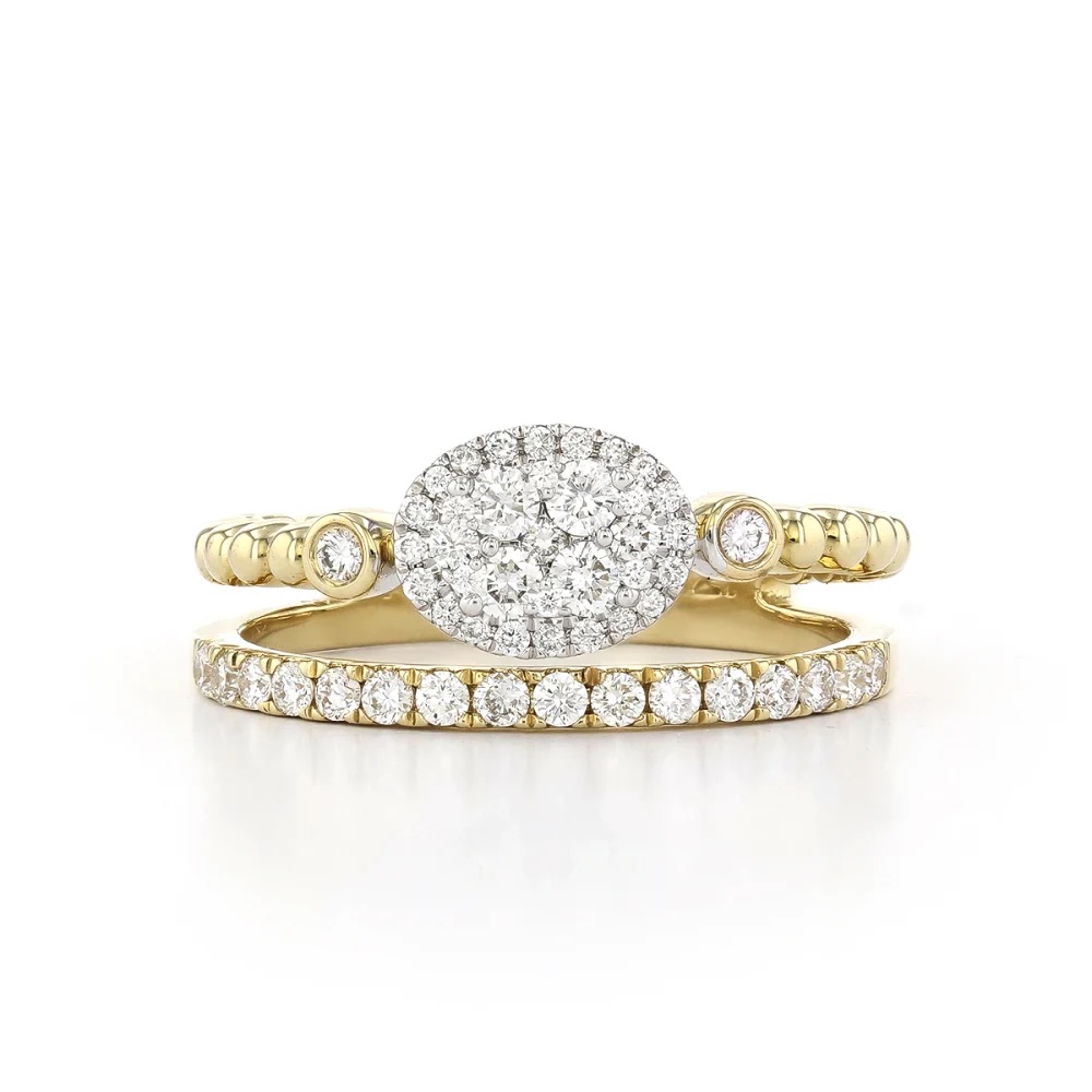 14K Yellow Gold and White Diamond ring 