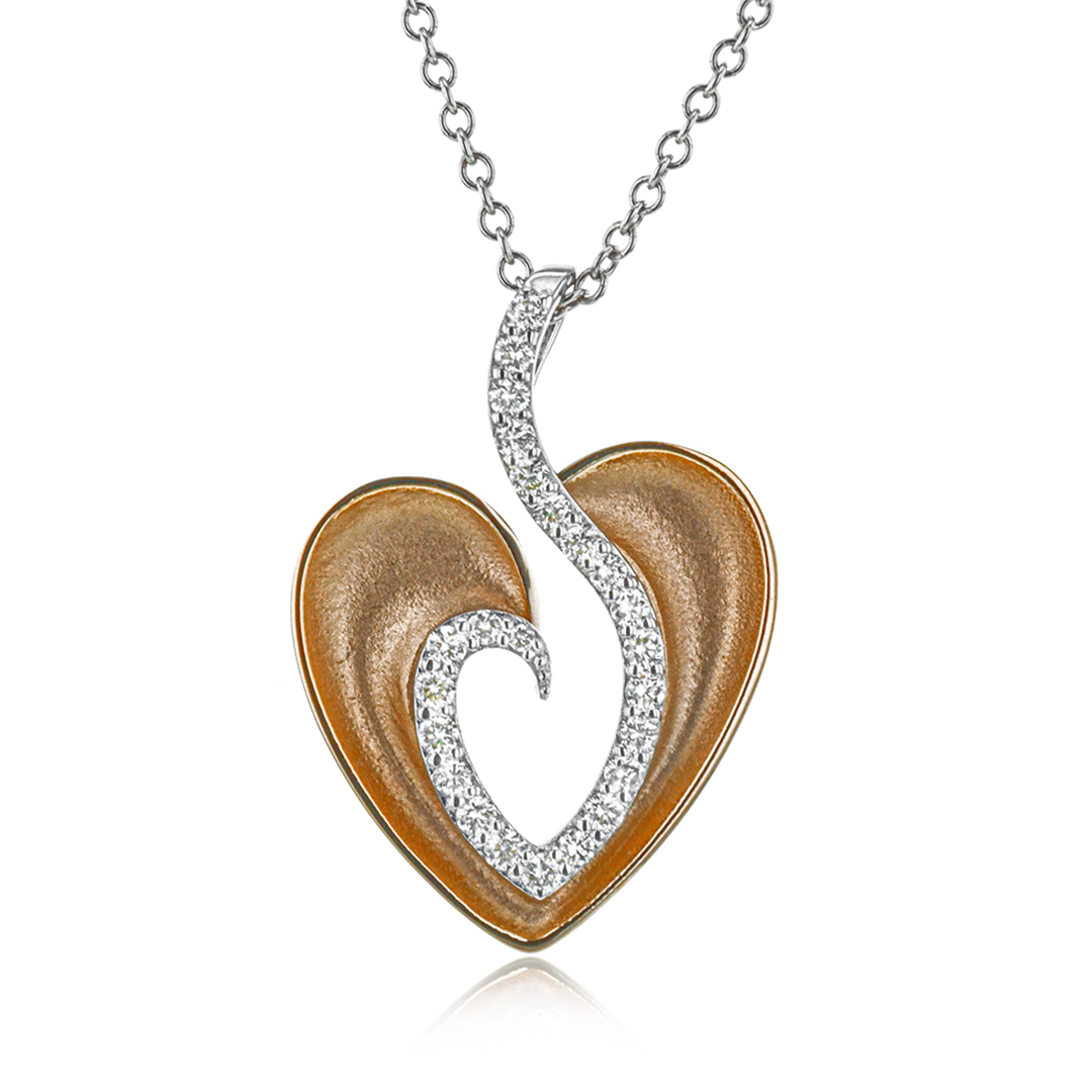 14kt white & rose gold heart pendant 