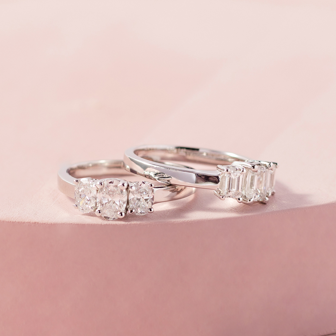 two diamond engagement rings 