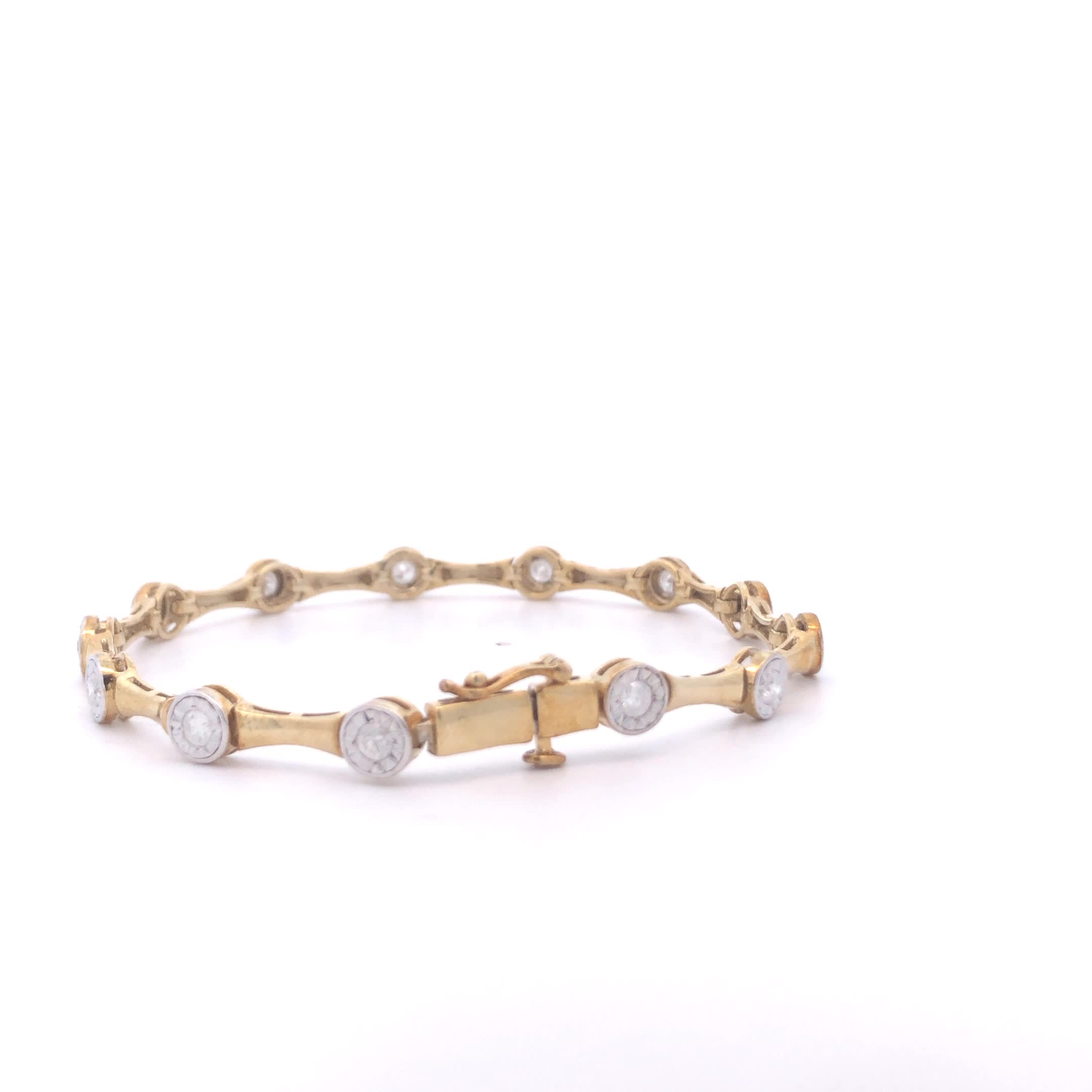 ブレスレット Round Bezel Pearl Balanced Bracelet #9906 Bezel-Set Round Freshwater Pearl Chain Bracelet